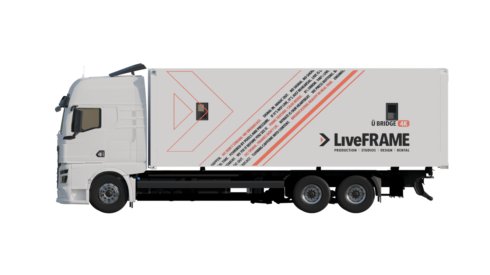 Seitenansicht des mobilen 4K-Ü-Wagens Ü-Bridge von LiveFRAME